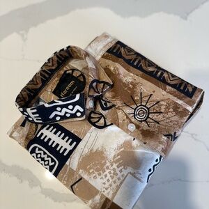 Men's Casual Button Down Shirt - Brown and Black